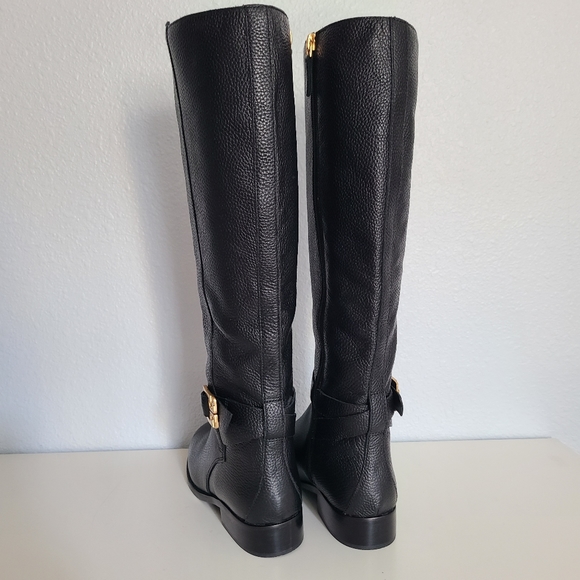 Tory Burch Women boots Black Tumbled Leather BROOKE Knee High Riding sz 6.5 new - Picture 6 of 11